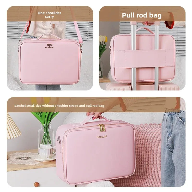 LuxeGlow™ LED Vanity Makeup Bag — Touch‑Light Mirror, Portable Beauty Organiser (Small & Large)