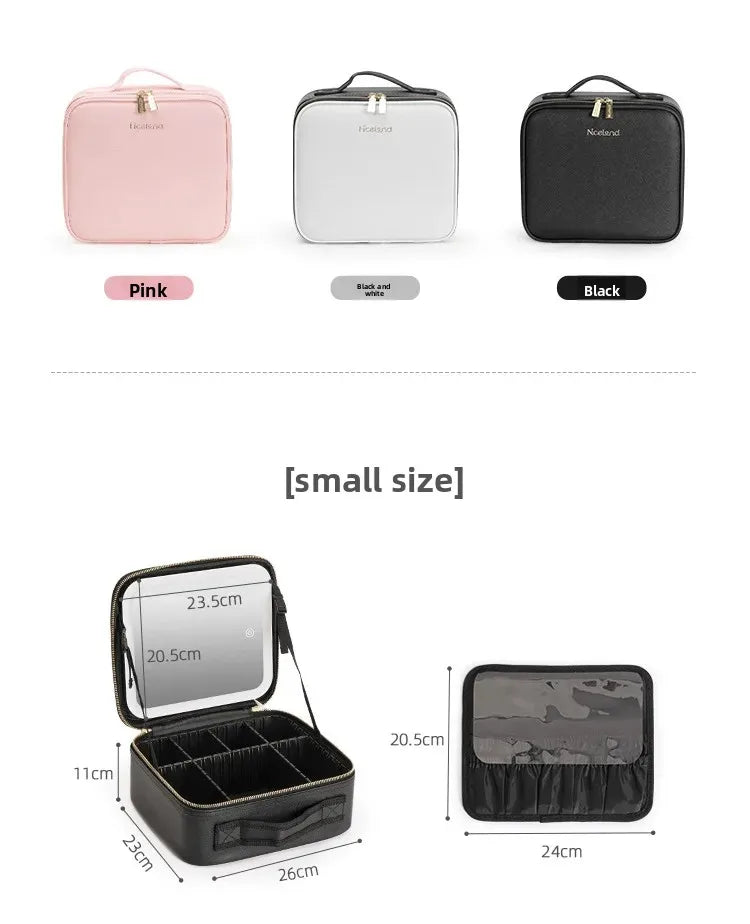 LuxeGlow™ LED Vanity Makeup Bag — Touch‑Light Mirror, Portable Beauty Organiser (Small & Large)