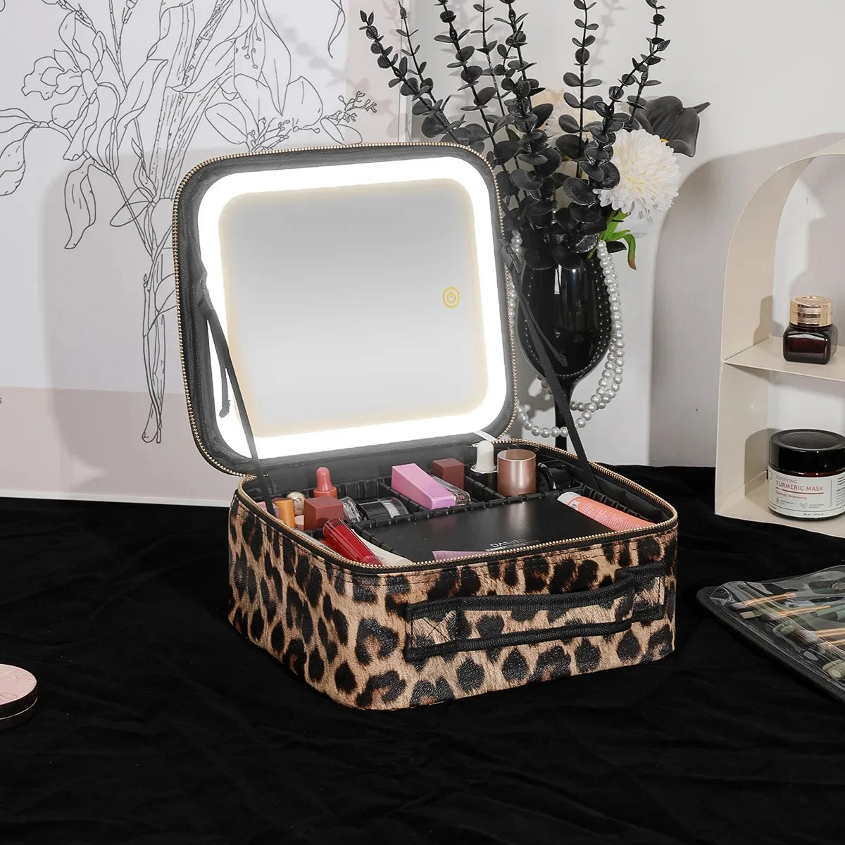LuxeGlow™ LED Vanity Makeup Bag — Touch‑Light Mirror, Portable Beauty Organiser (Small & Large)